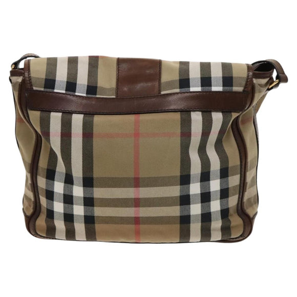 BURBERRY Nova Check Shoulder Bag Canvas Beige Gold Auth BA2533