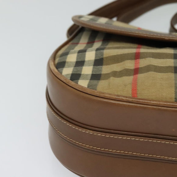 Burberrys Nova Check Shoulder Bag Canvas Beige Gold Auth BA2534