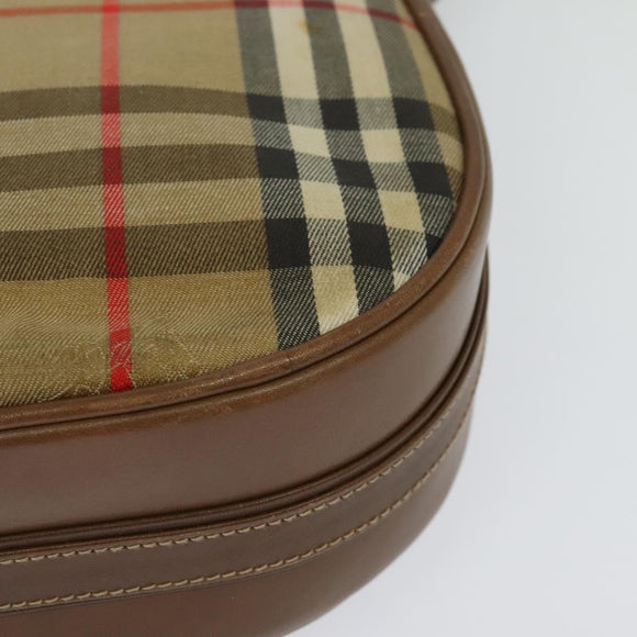 Burberrys Nova Check Shoulder Bag Canvas Beige Gold Auth BA2534