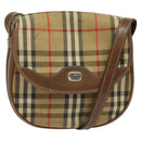 Burberrys Nova Check Shoulder Bag Canvas Beige Gold Auth BA2534-1