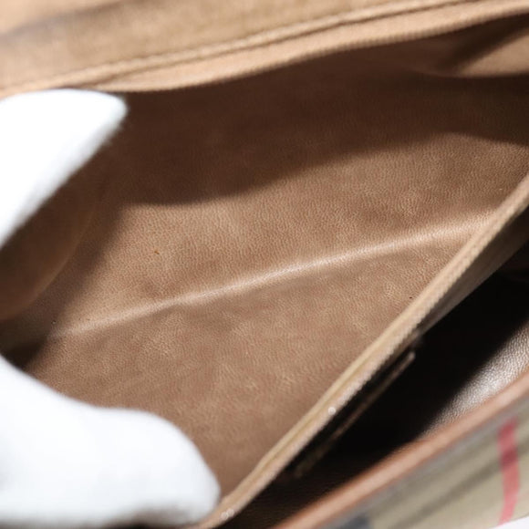 Burberrys Nova Check Shoulder Bag Canvas Beige Gold Auth BA2534