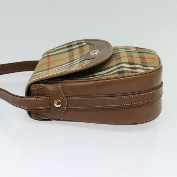 Burberrys Nova Check Shoulder Bag Canvas Beige Gold Auth BA2534
