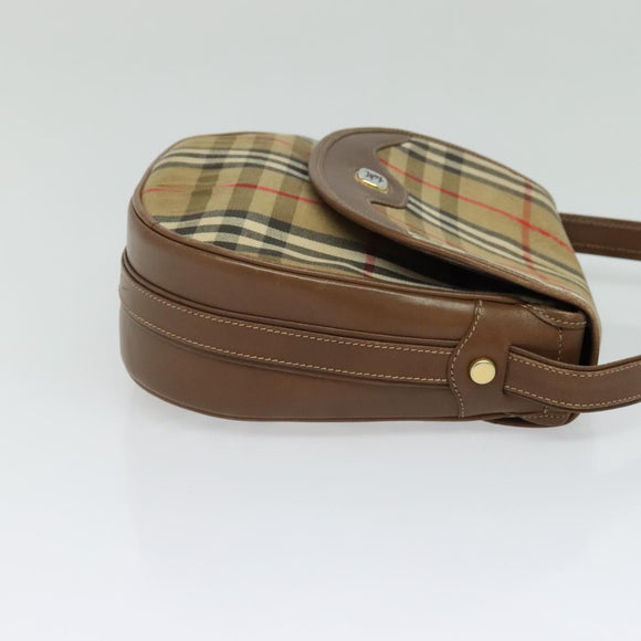 Burberrys Nova Check Shoulder Bag Canvas Beige Gold Auth BA2534