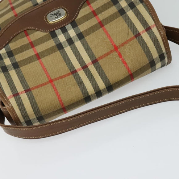 Burberrys Nova Check Shoulder Bag Canvas Beige Gold Auth BA2534