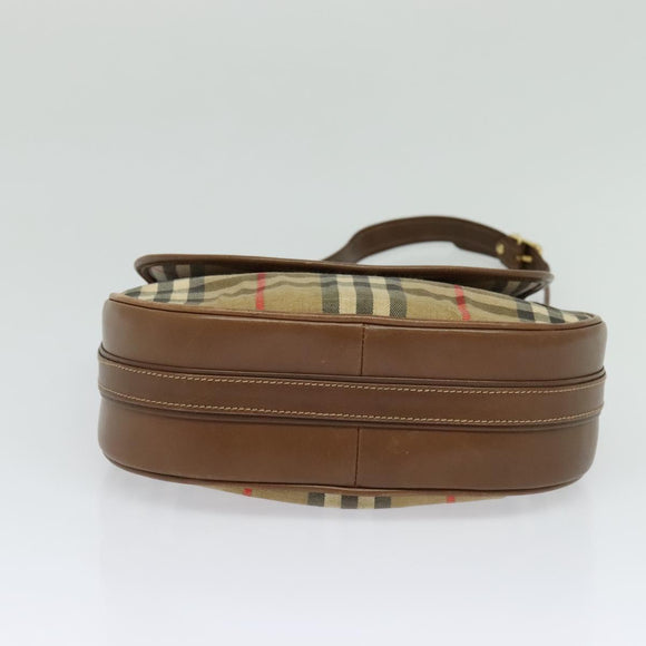 Burberrys Nova Check Shoulder Bag Canvas Beige Gold Auth BA2534