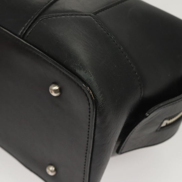 BURBERRY Hand Bag Leather Black Silver Auth BA2537