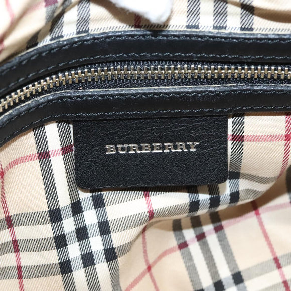 BURBERRY Hand Bag Leather Black Silver Auth BA2537