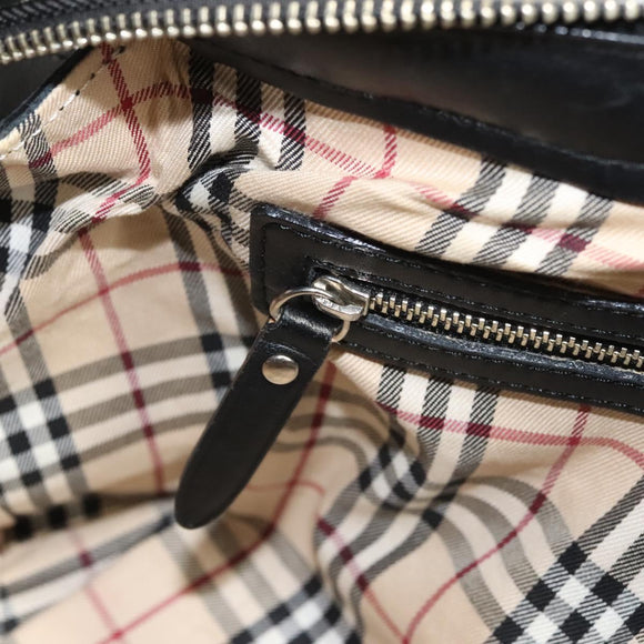 BURBERRY Hand Bag Leather Black Silver Auth BA2537