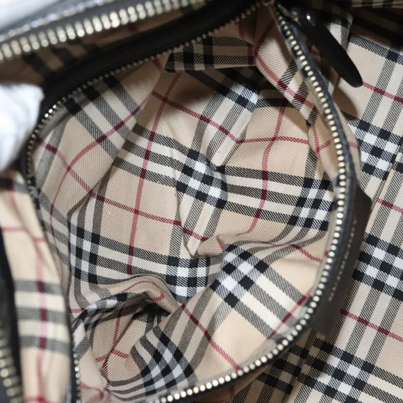 BURBERRY Hand Bag Leather Black Silver Auth BA2537