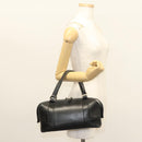 BURBERRY Hand Bag Leather Black Silver Auth BA2537-22