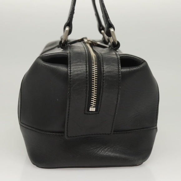 BURBERRY Hand Bag Leather Black Silver Auth BA2537