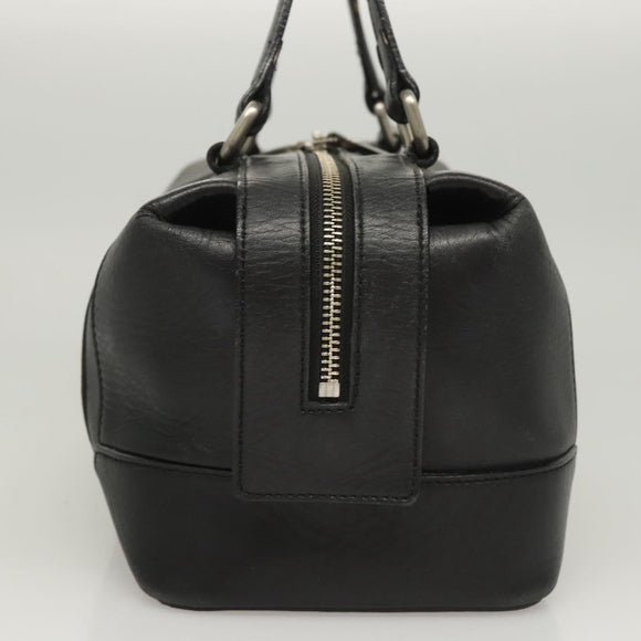 BURBERRY Hand Bag Leather Black Silver Auth BA2537