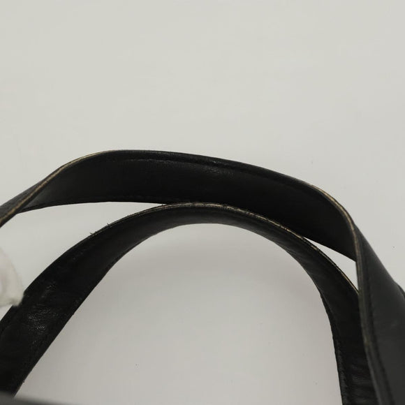 BURBERRY Hand Bag Leather Black Silver Auth BA2537