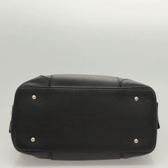 BURBERRY Hand Bag Leather Black Silver Auth BA2537