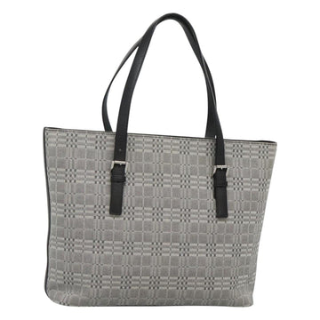 BURBERRY Nova Check Shoulder Bag Canvas Gray Silver Auth BA2538