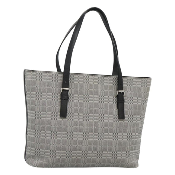BURBERRY Nova Check Shoulder Bag Canvas Gray Silver Auth BA2538
