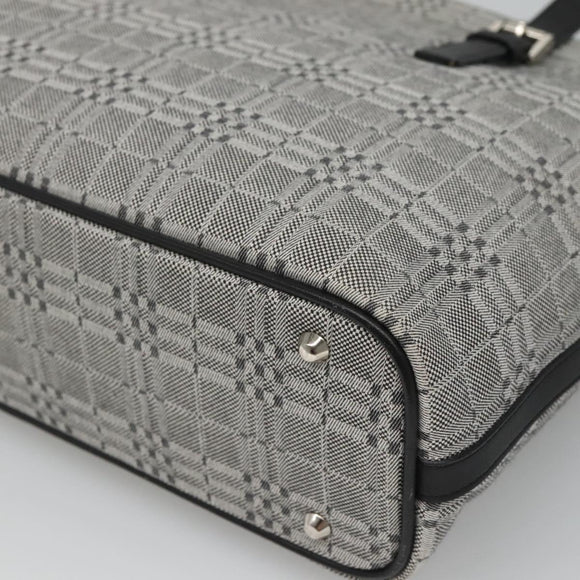 BURBERRY Nova Check Shoulder Bag Canvas Gray Silver Auth BA2538
