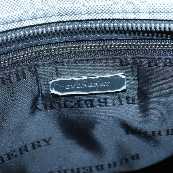 BURBERRY Nova Check Shoulder Bag Canvas Gray Silver Auth BA2538