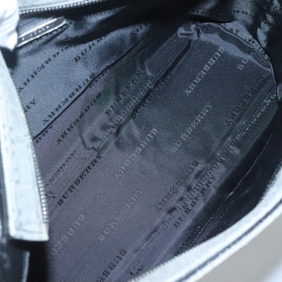 BURBERRY Nova Check Shoulder Bag Canvas Gray Silver Auth BA2538