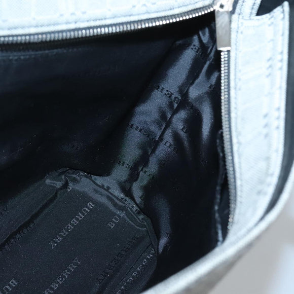 BURBERRY Nova Check Shoulder Bag Canvas Gray Silver Auth BA2538