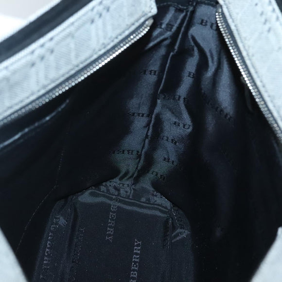 BURBERRY Nova Check Shoulder Bag Canvas Gray Silver Auth BA2538