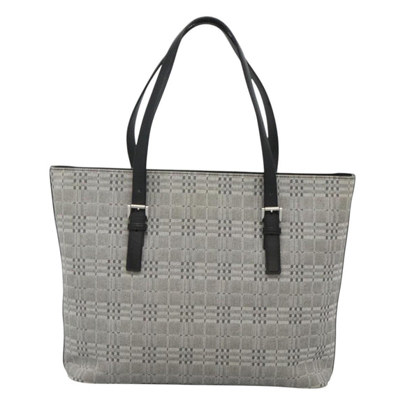 BURBERRY Nova Check Shoulder Bag Canvas Gray Silver Auth BA2538