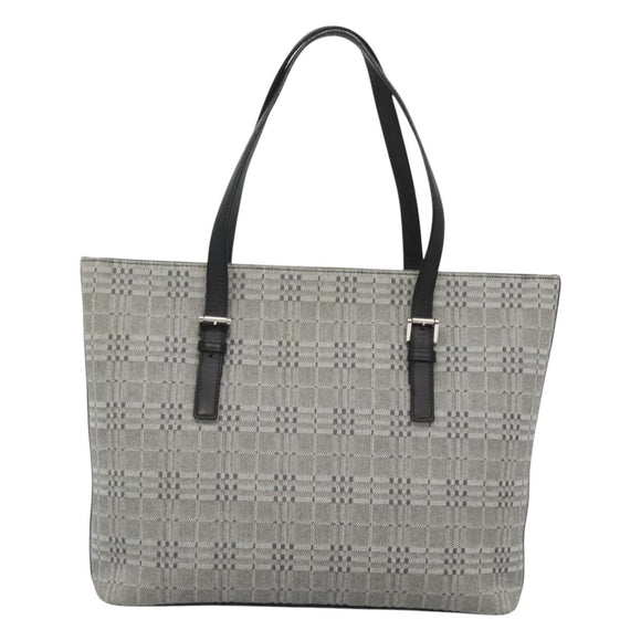 BURBERRY Nova Check Shoulder Bag Canvas Gray Silver Auth BA2538