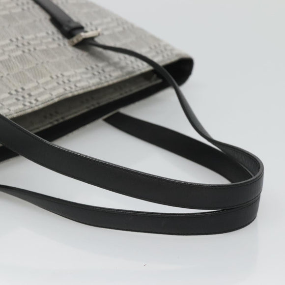 BURBERRY Nova Check Shoulder Bag Canvas Gray Silver Auth BA2538