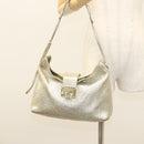 Jimmy Choo Shoulder Bag Leather Gold Silver Auth BA2540-22