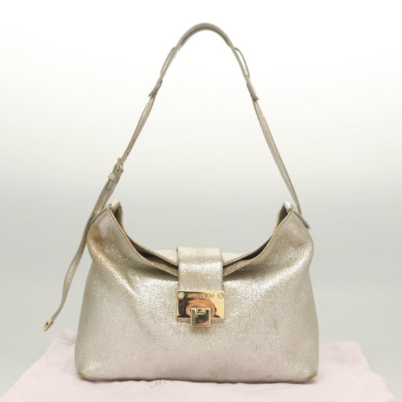 Jimmy Choo Shoulder Bag Leather Gold Silver Auth BA2540
