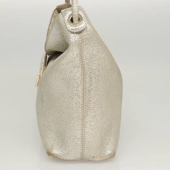 Jimmy Choo Shoulder Bag Leather Gold Silver Auth BA2540