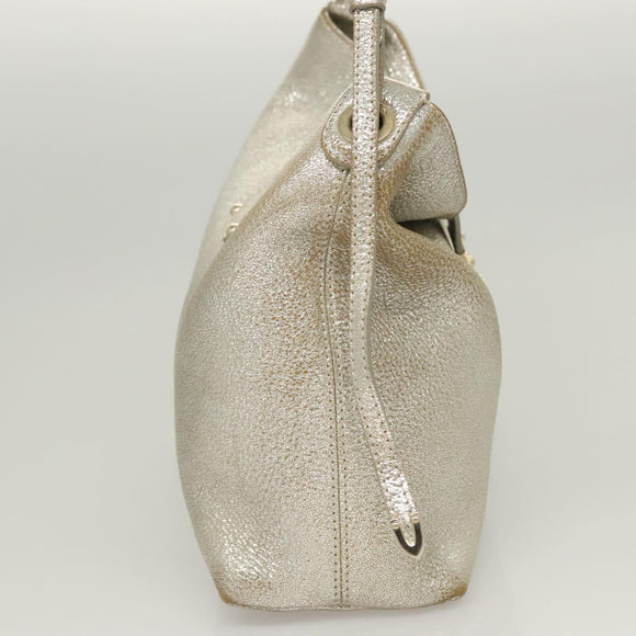 Jimmy Choo Shoulder Bag Leather Gold Silver Auth BA2540