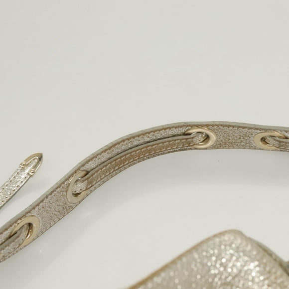 Jimmy Choo Shoulder Bag Leather Gold Silver Auth BA2540