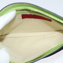 VALENTINO Studs Clutch Bag Leather Gold Light green Auth BA2541-11