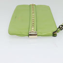 VALENTINO Studs Clutch Bag Leather Gold Light green Auth BA2541-4