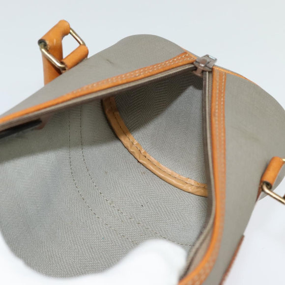 Christian Dior Hand Bag Leather PVC Gray Gold Auth BA2551