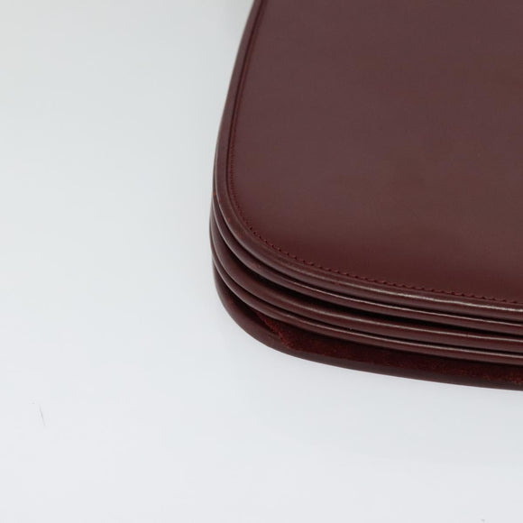 CARTIER Must Line Shoulder Bag Leather Bordeaux Gold Auth BA2553