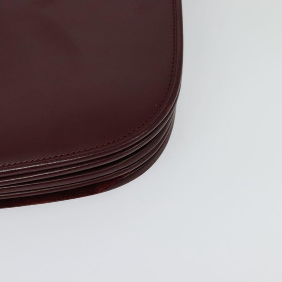 CARTIER Must Line Shoulder Bag Leather Bordeaux Gold Auth BA2553