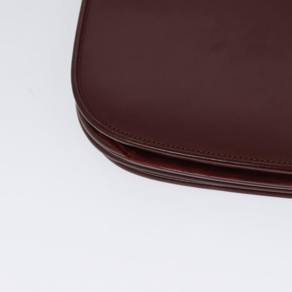 CARTIER Must Line Shoulder Bag Leather Bordeaux Gold Auth BA2553