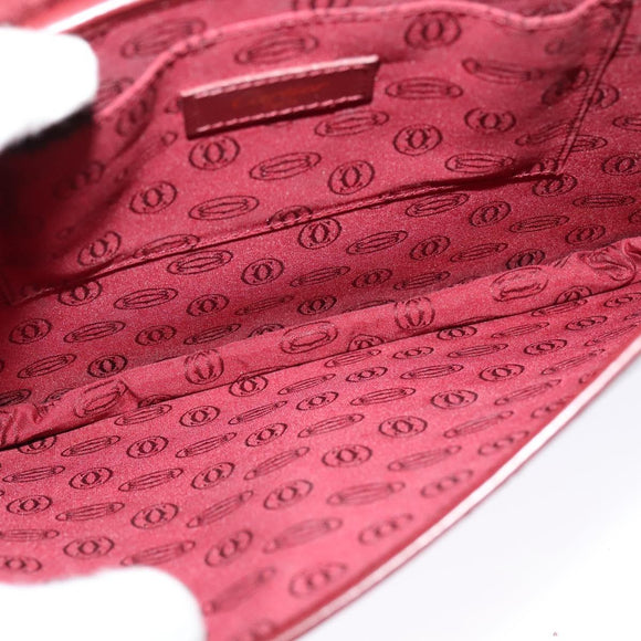 CARTIER Must Line Shoulder Bag Leather Bordeaux Gold Auth BA2553