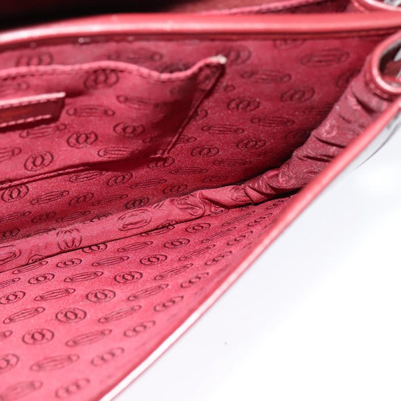 CARTIER Must Line Shoulder Bag Leather Bordeaux Gold Auth BA2553