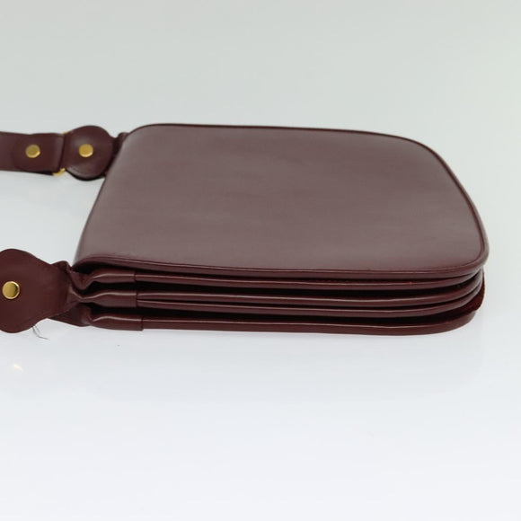 CARTIER Must Line Shoulder Bag Leather Bordeaux Gold Auth BA2553