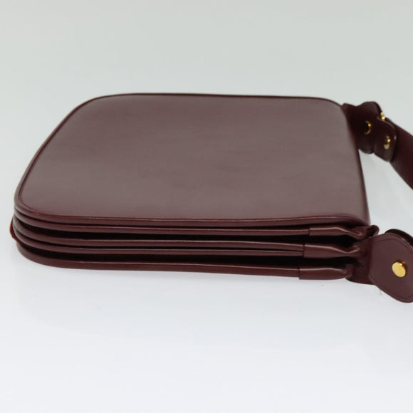 CARTIER Must Line Shoulder Bag Leather Bordeaux Gold Auth BA2553