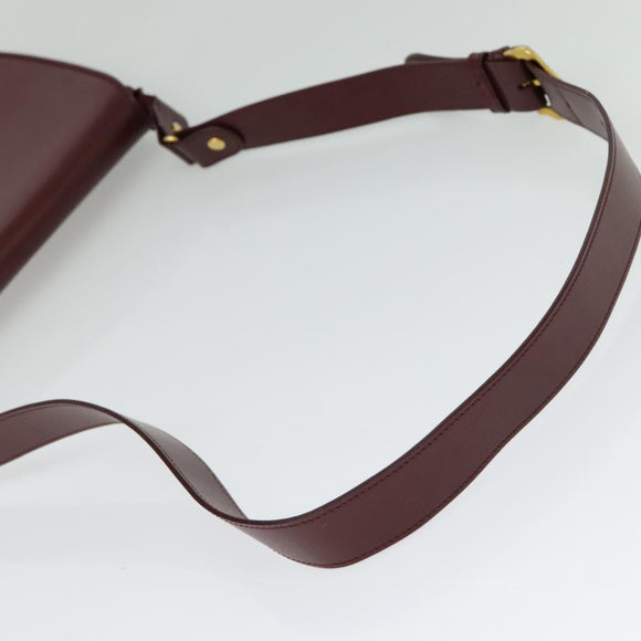 CARTIER Must Line Shoulder Bag Leather Bordeaux Gold Auth BA2553
