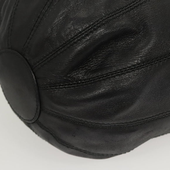 VALENTINO Shoulder Bag Leather Black Gold Auth BA2556