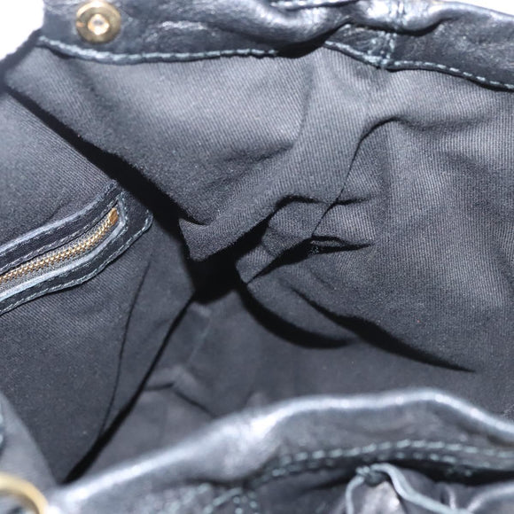 VALENTINO Shoulder Bag Leather Black Gold Auth BA2556