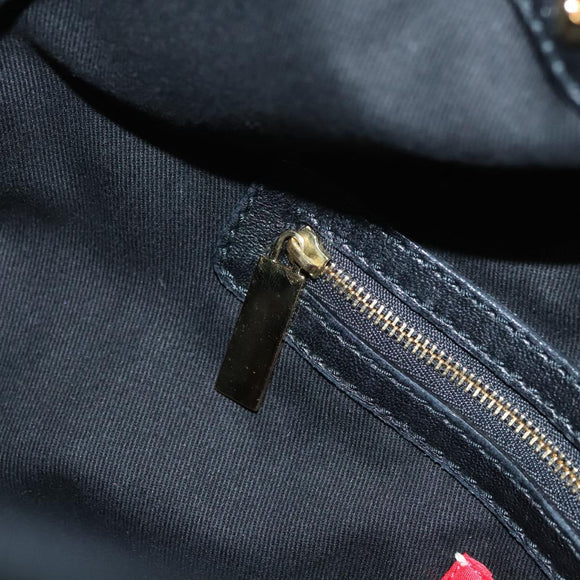 VALENTINO Shoulder Bag Leather Black Gold Auth BA2556