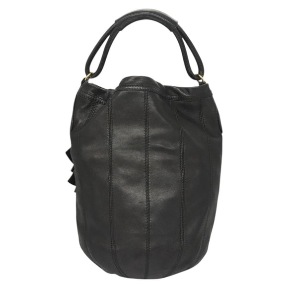 VALENTINO Shoulder Bag Leather Black Gold Auth BA2556