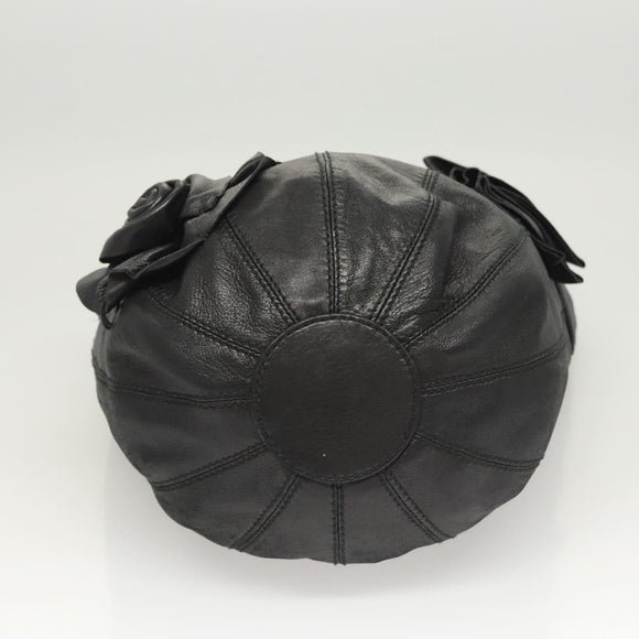 VALENTINO Shoulder Bag Leather Black Gold Auth BA2556