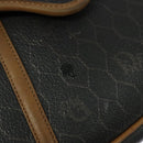 Christian Dior Honeycomb Canvas Shoulder Bag PVC Brown Gold Auth BA2557-10